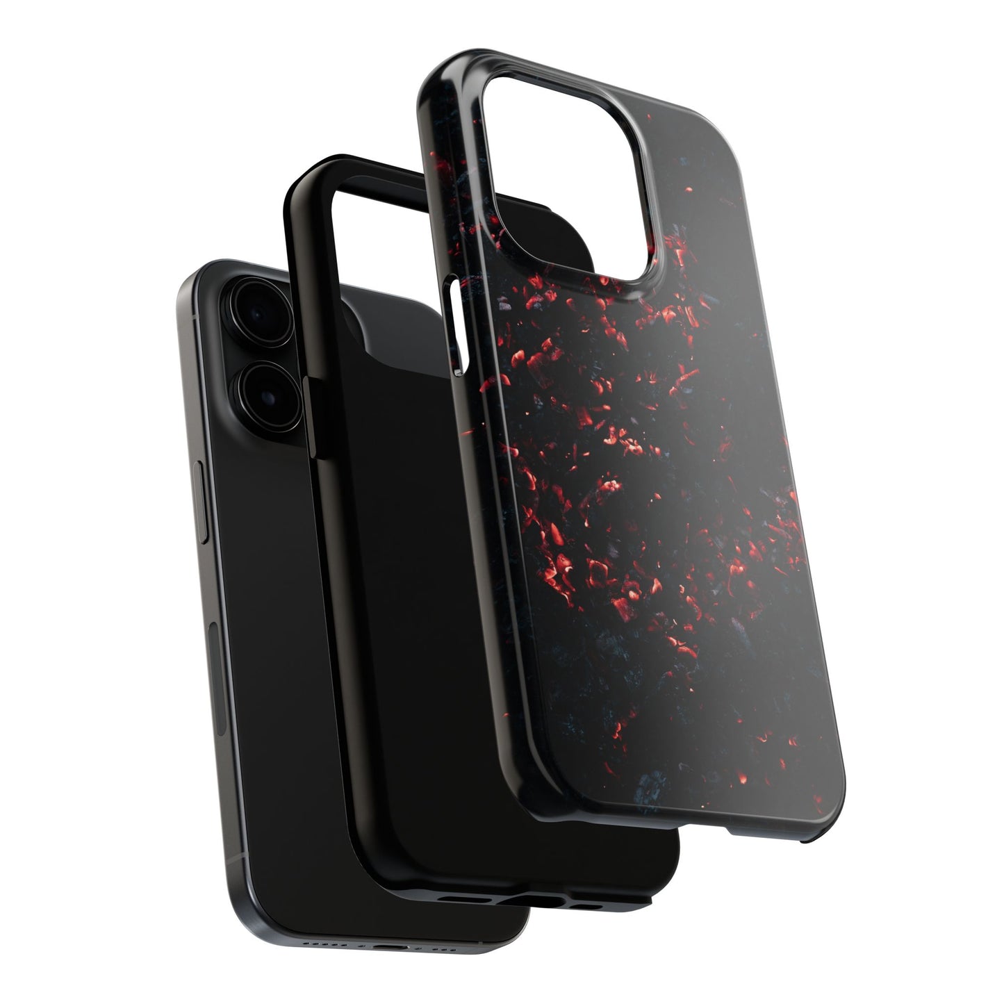 Phone Case — Dark Red Ember Marble Tough Protective Cover