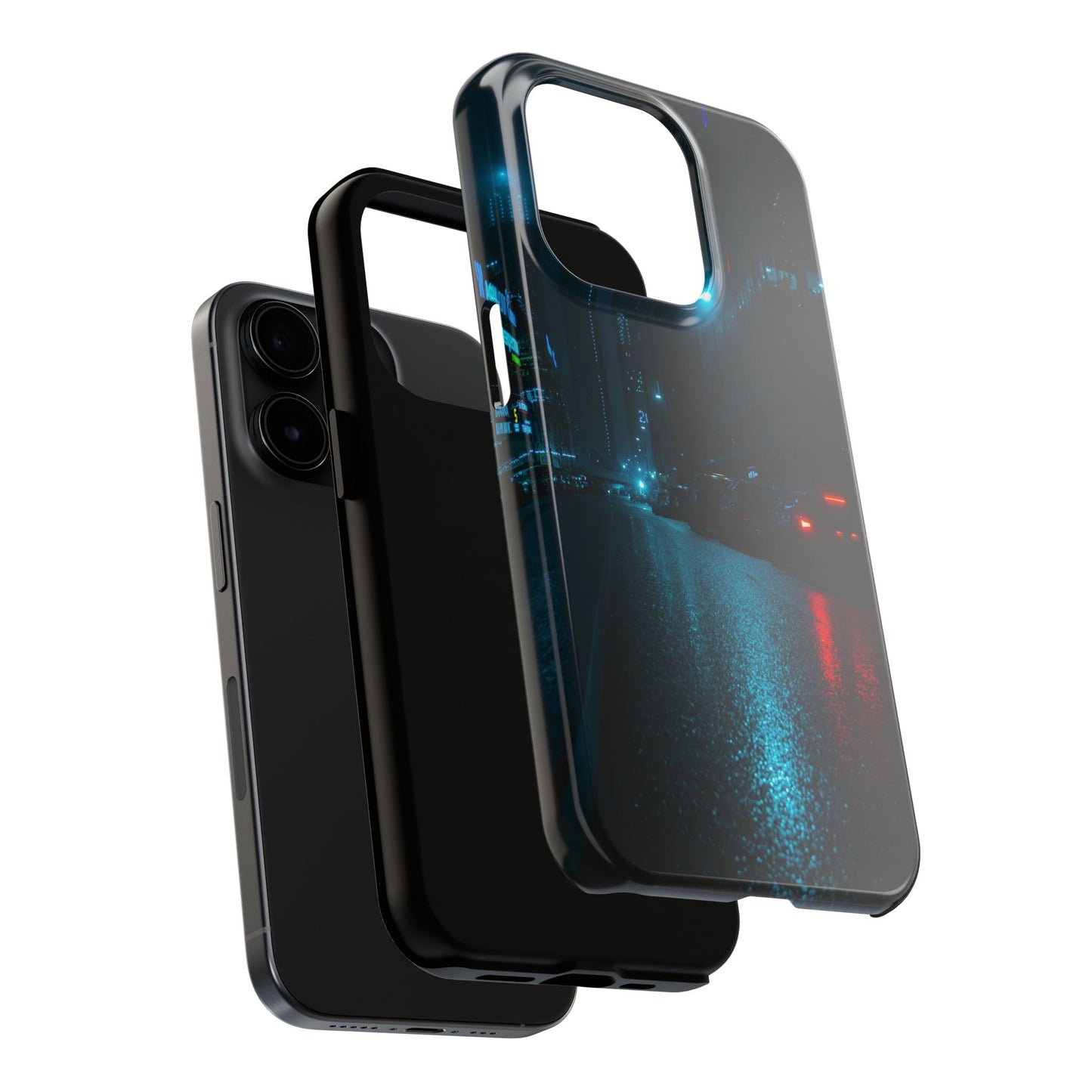 Tough Phone Case — Neon Rain City Nightscape