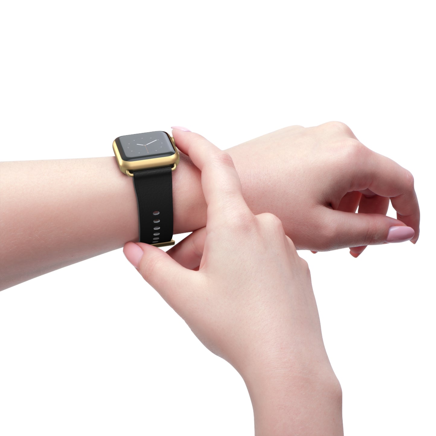 Classic Black Leather Watch Band — Durable Replacement Strap for Smartwatches