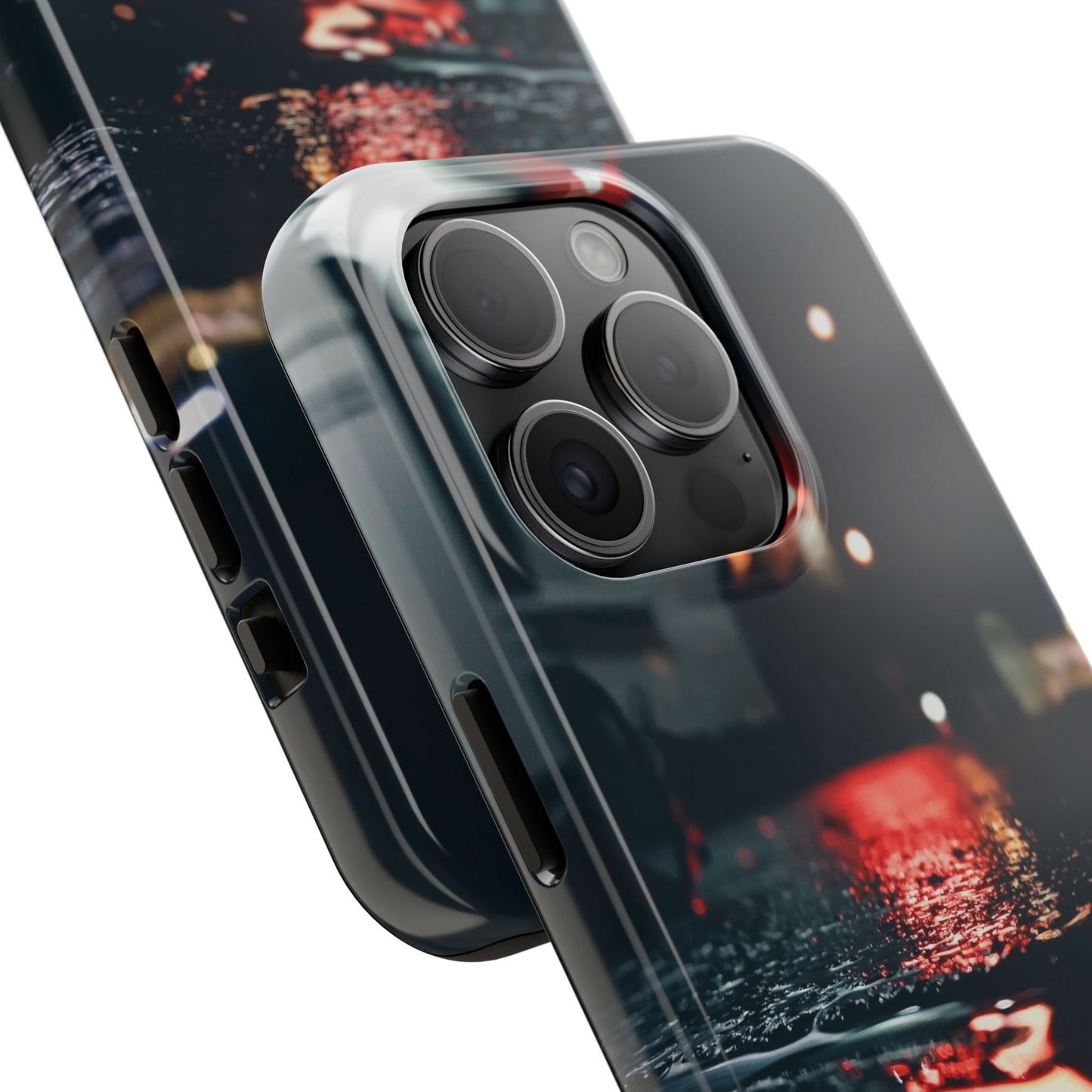 Tough Phone Case – Rainy Night City Reflection Design