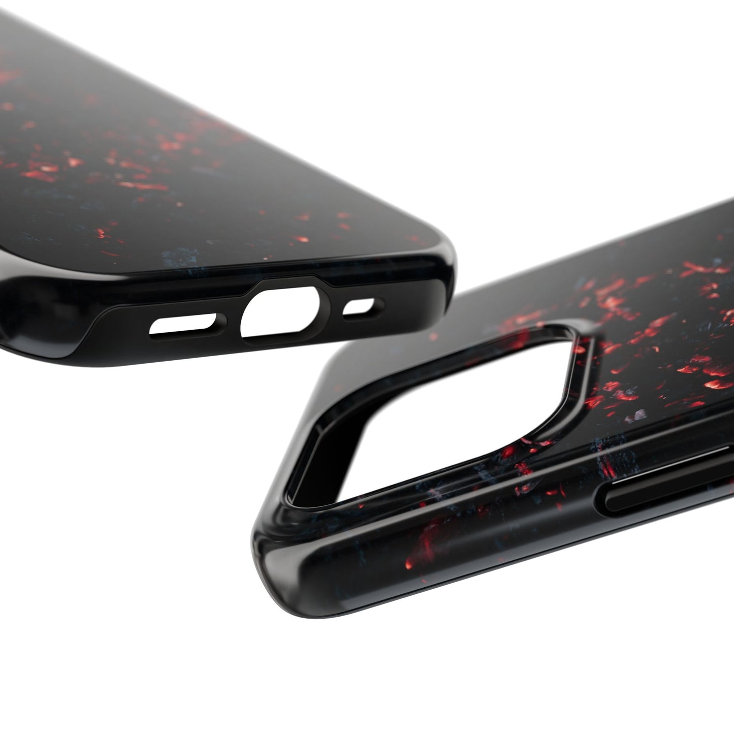 Phone Case — Dark Red Ember Marble Tough Protective Cover