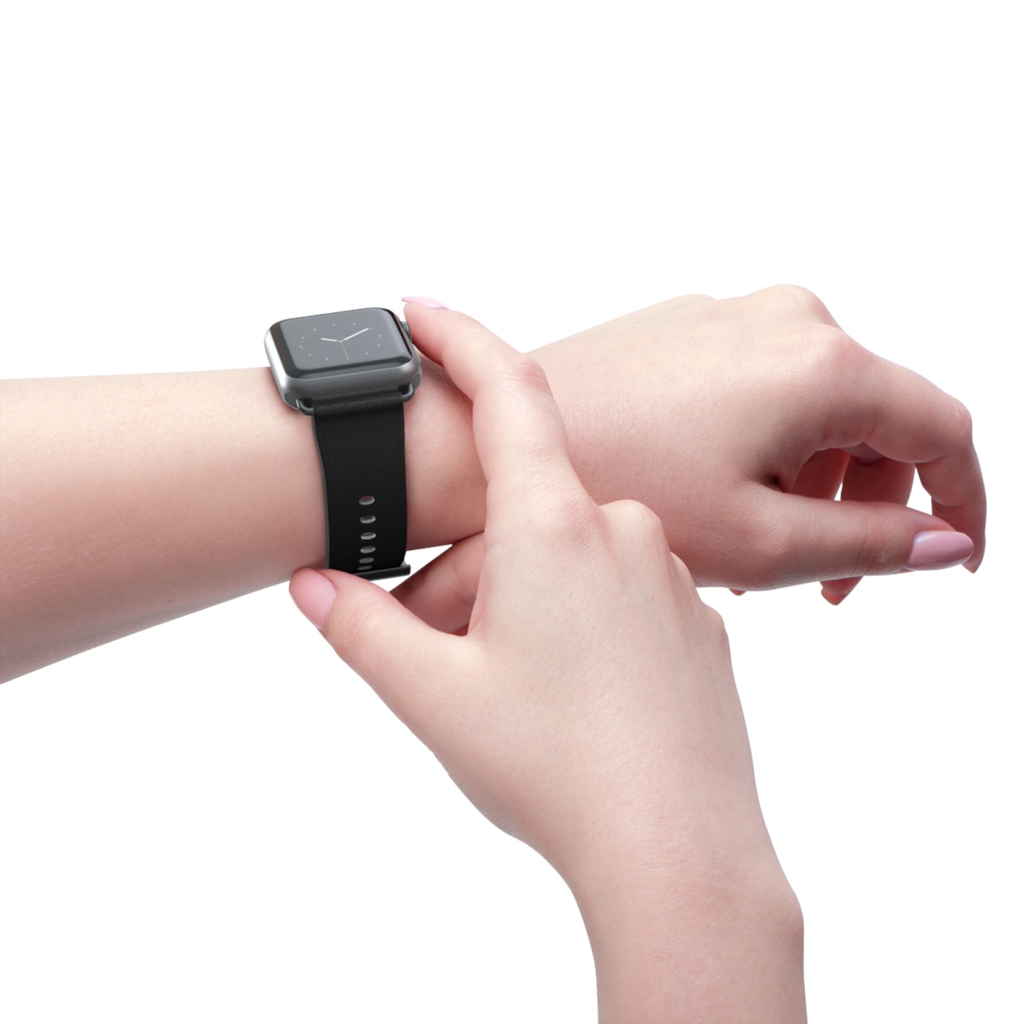 Classic Black Leather Watch Band — Durable Replacement Strap for Smartwatches