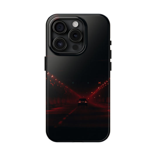 Tough Phone Case — Midnight Tunnel Drive (Red Neon Car)