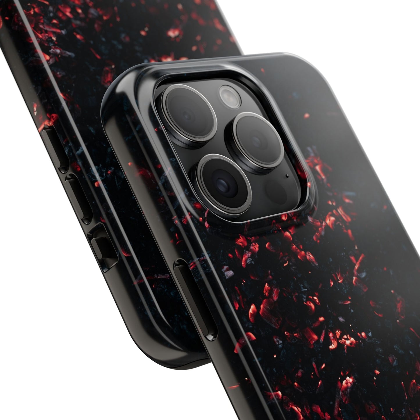 Phone Case — Dark Red Ember Marble Tough Protective Cover