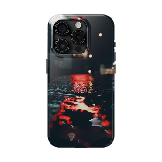 Tough Phone Case – Rainy Night City Reflection Design