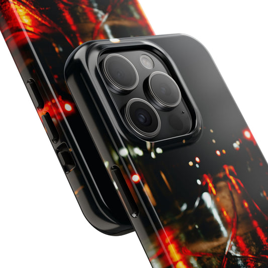 Tough Phone Case — Reflective Rainy City Night Design