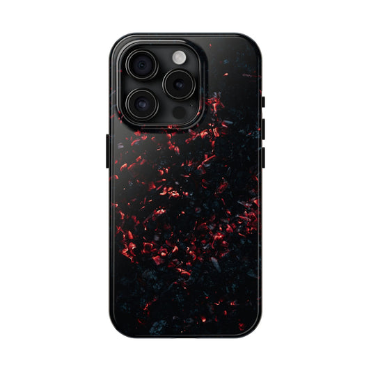Phone Case — Dark Red Ember Marble Tough Protective Cover