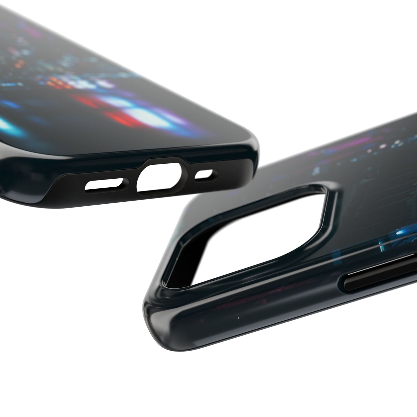 City Nights Tough Phone Case — Neon Rain Urban Skyline Phone Cover