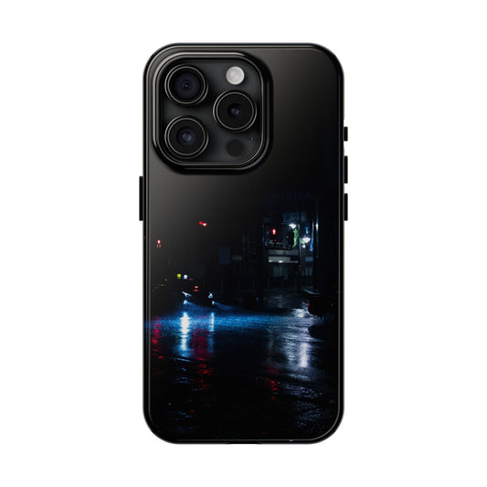 Night Rain Phone Case — Moody Cityscape Protective Cover