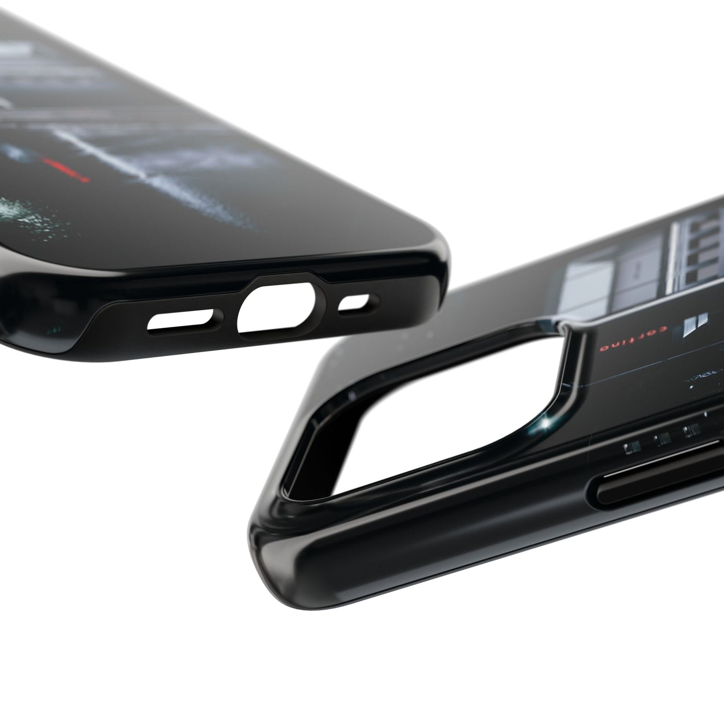 Urban Nightscape Tough Phone Case — Rainy City Reflection Protective Cover