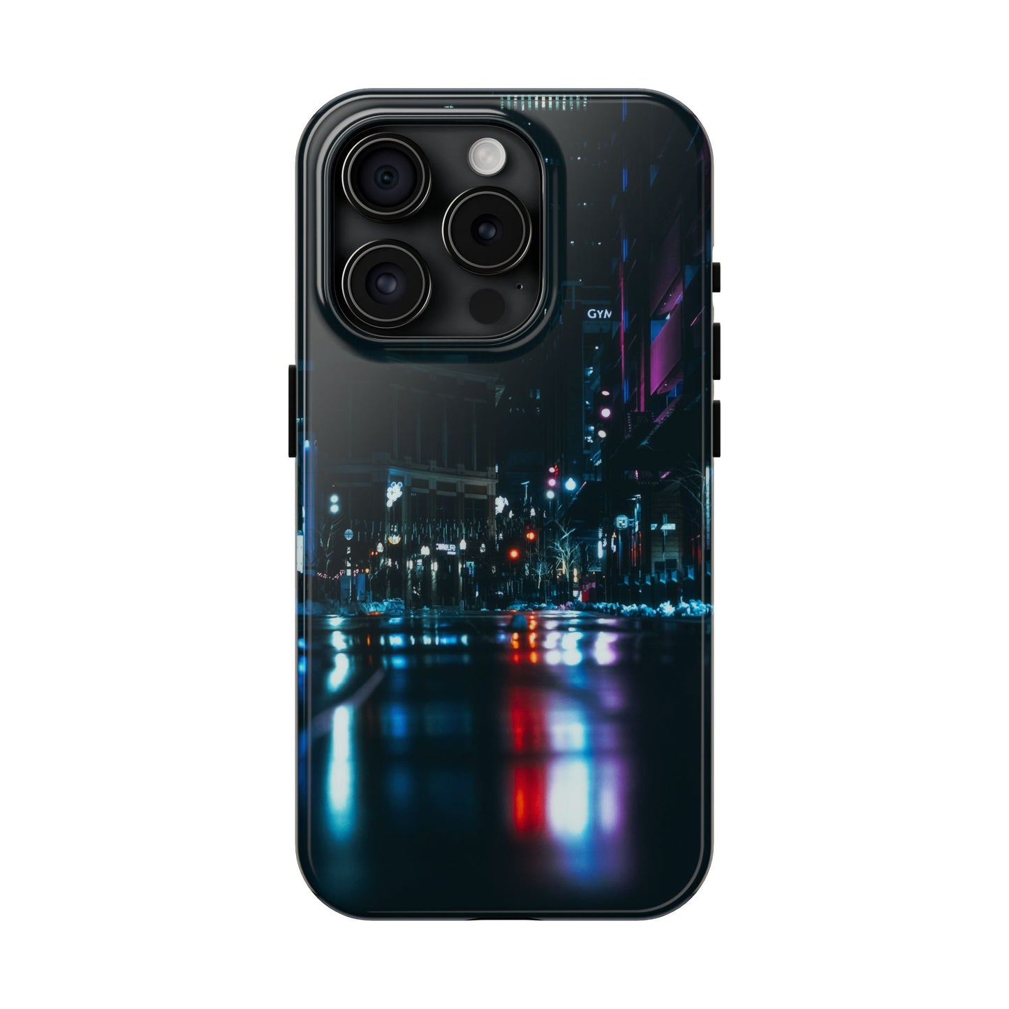City Nights Tough Phone Case — Neon Rain Urban Skyline Phone Cover